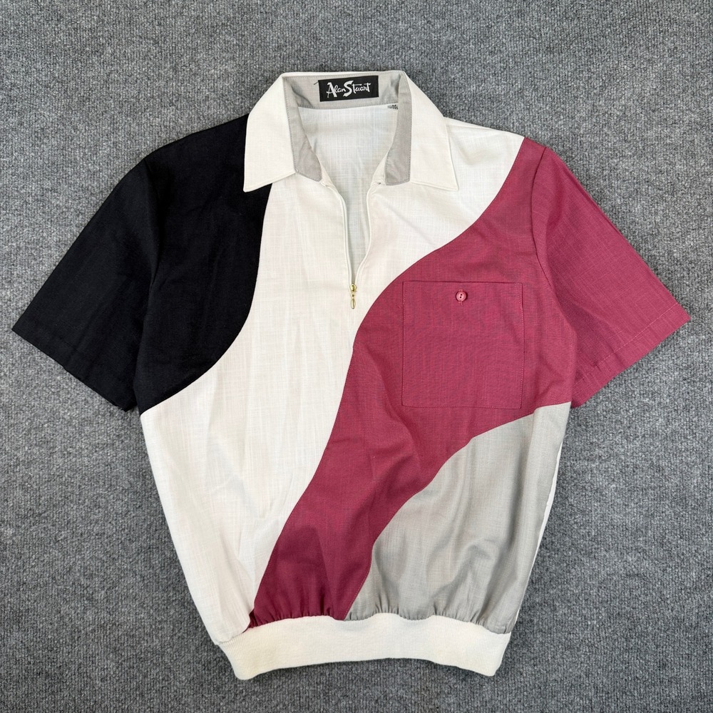 Vintage Alan Stuart Shirt Mens M Colorblock Banded Tony Soprano Made in USA